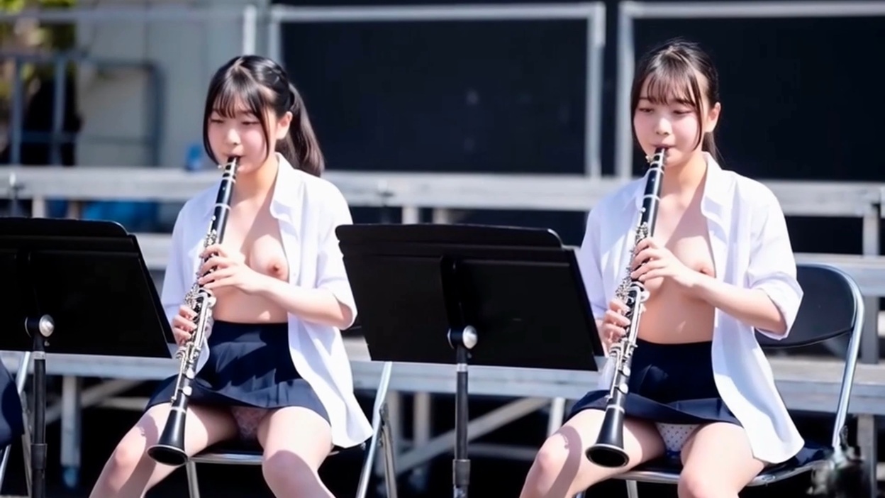 パンチラブラスバンド③～吹奏楽部の美人JKがパンチラだけではなくついにおっぱいも！～