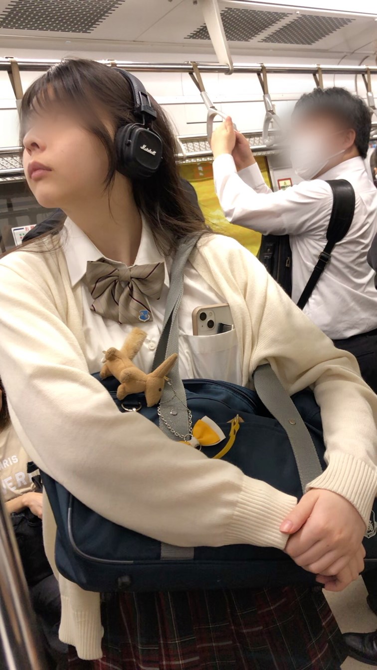 【放課後の眺め110】ハーフ系の清純派ＪＫを電車内で観察！