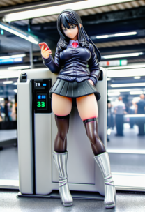 【フィギュア風】白ブーツ黒ニーソの疲れた大学生のダルそうな日常風景