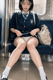 〖動画〗 電車で偶然向かいに座った制服女子の股間からパンティが丸見え♡