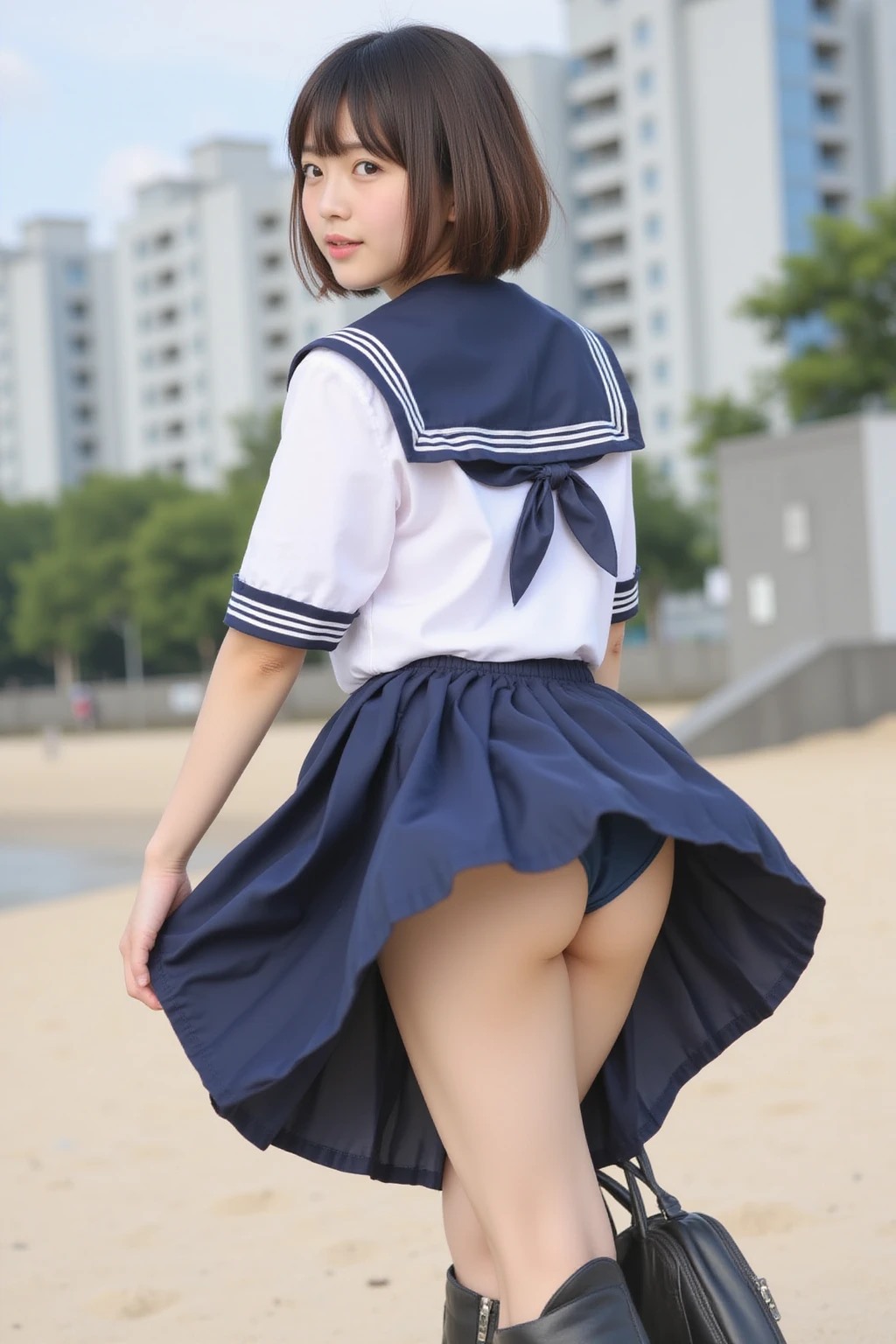 【写真集】浜辺の潮風に遊ばれるスカート ―制服少女のときめき瞬間集―(403枚)