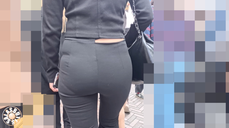 【4K高画質】腰肉チラ見せ フルバック透けタイトパンツJD