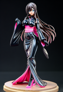 【フィギュア風】極限ラテックス着物～歩けないほどピチピチな拘束タイトドレスの美女～
