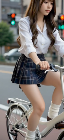 【動画】どスケベ激ミニJKのありえないチャリパンチラ集！■