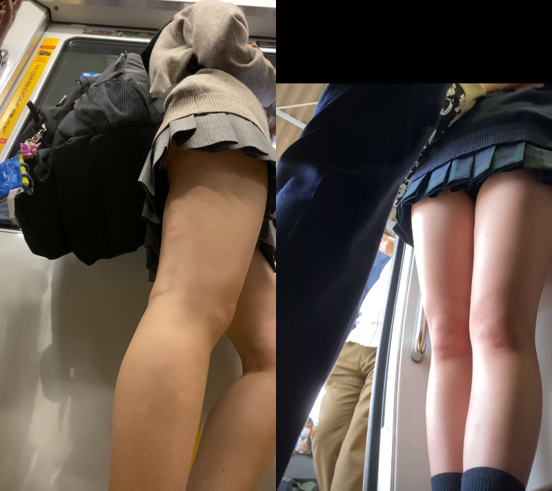 【再販】【セット販売】人気校の制服 電車内 〜とにかくムチ脚J◯ちゃんセット～