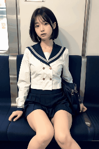 〖AI動画〗朝の電車、彼女の視線の罠──制服女子が仕掛ける朝の誘惑