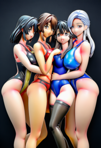 【圧巻の肉欲】完熟お姉さん4人の「むちむちサンドイッチ」がエロすぎて昇天！パツパツのハイレグ＆水着に閉じ込めた爆乳・太もも