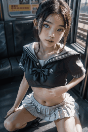 〖動画〗「おっぱい見ていいよ♡」電車内で密着セーラー美女　大人の本気おっぱいを魅せつけ