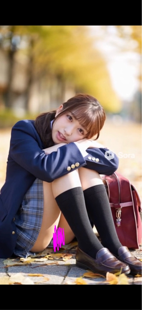 【動画音声あり】制服しゃがみパンチラ