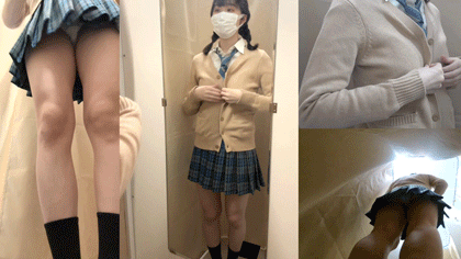 4アングルで楽しむ三つ編み美少女の美ボディ♡♡スク水試着の様子をお届け♡