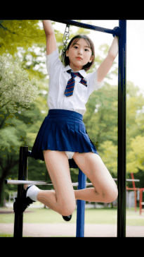 【動画】久しぶりの鉄棒①　～制服女子編～