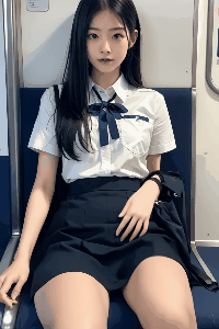 【動画】電車の中で密やかな視線を感じて開く股間…目が釘付けの制服女子の白いデルタゾーン