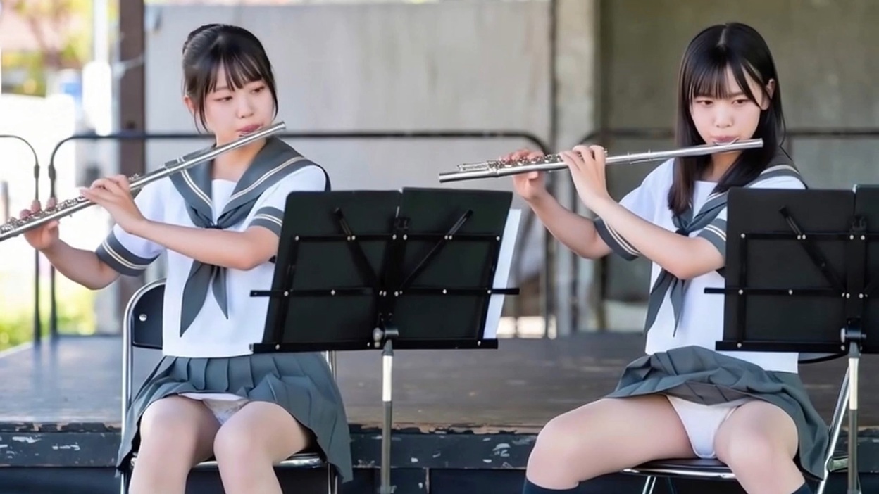 パンチラブラスバンド①　～吹奏楽部がのJKがパンチラしたまま演奏を続行三連発～