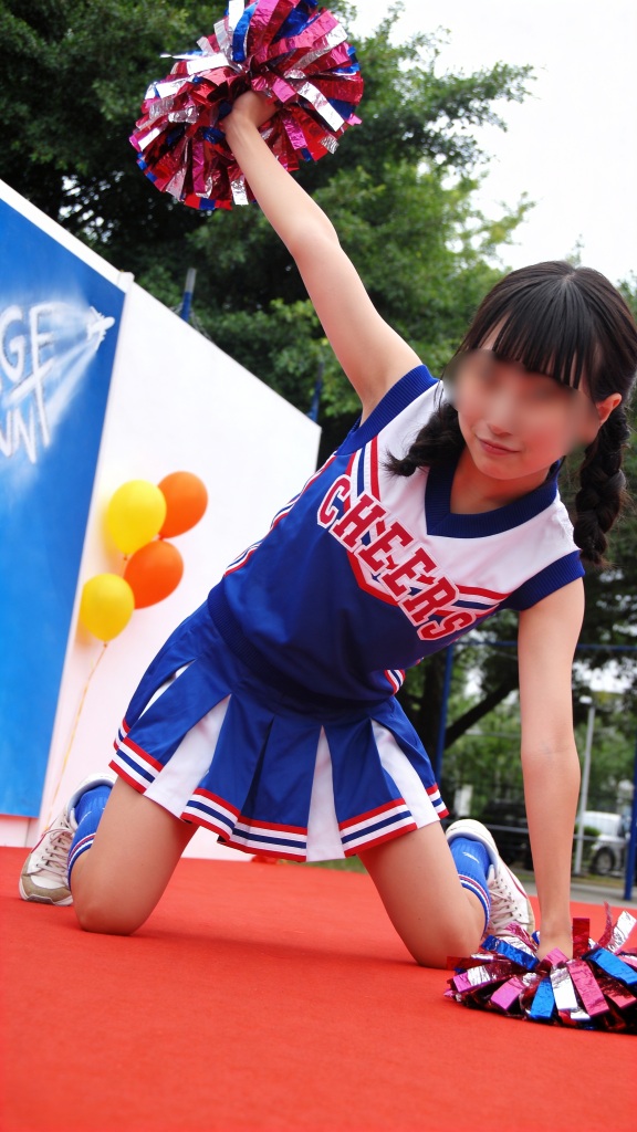 AI技術とチアダンスの融合！みずみずしく踊り、心誘うポージング！美女系2人のチアガール