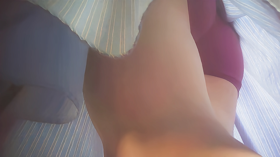 清純系爽やかワンピース娘を下からじっくりと眺める動画