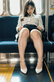 〖動画〗 電車内で向かいに座ってるOLさんの無防備な股間からのぞくパンチラ♡