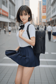 【動画】風に揺れる街中の危うい瞬間  制服女子の淡いメモリー