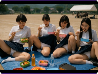 【ＡＩ動画】ある鼓笛隊の一日・公園で遊んで白アンスコ丸見え