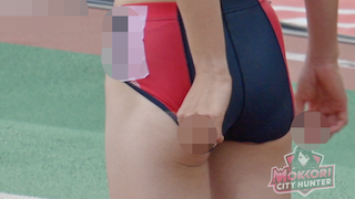 【再販】【モッコリ100mU20AJT美女】紺赤パンツEP9　私の美尻方が上よ！