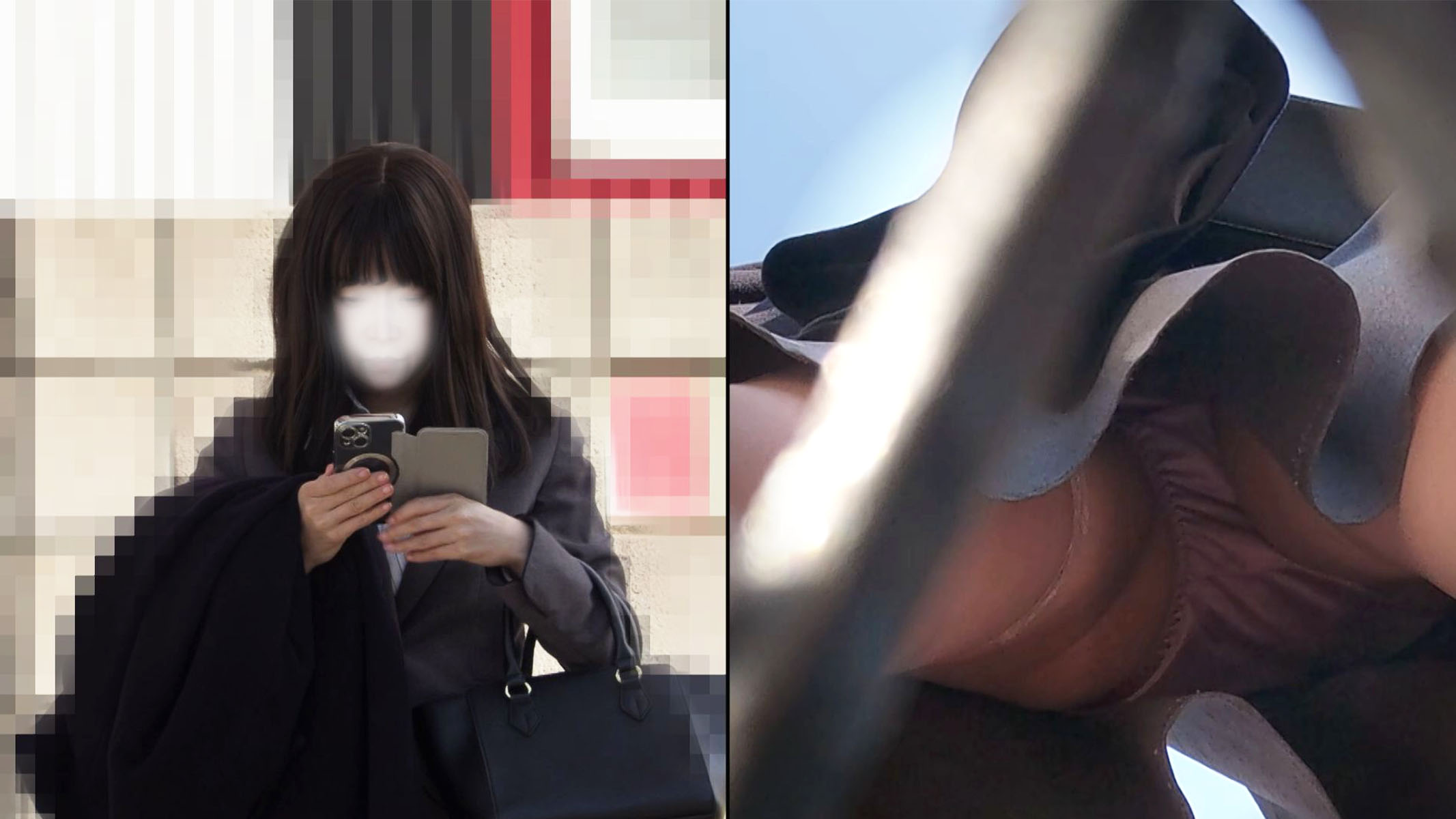 側溝に潜んでパンチラ！　出勤途中と思われるお姉さんをターゲットに！