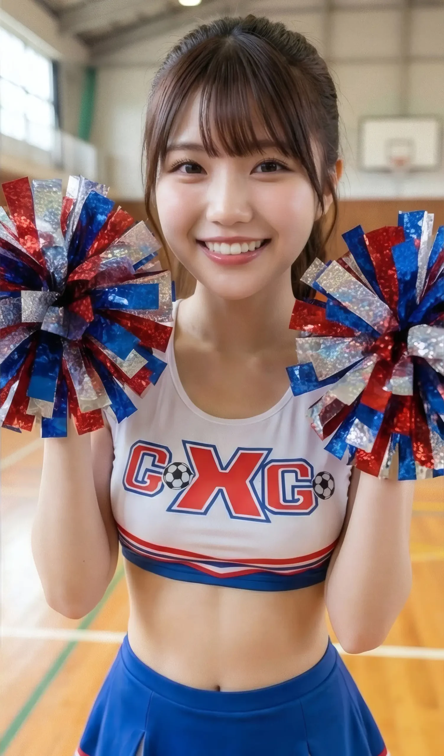 【フェチ動画】小動物系の愛くるしい笑顔に迸る青春の汗とTバックで大開脚！AIチアガール美女　陽奈（ひな）ちゃん