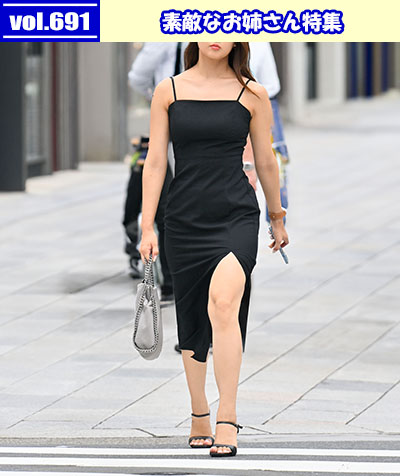 vol.691：素敵なお姉さん特集：スリット入りの黒のキャミワンピにサンダルを合わせた都会的なモデルさん他、多数収録！